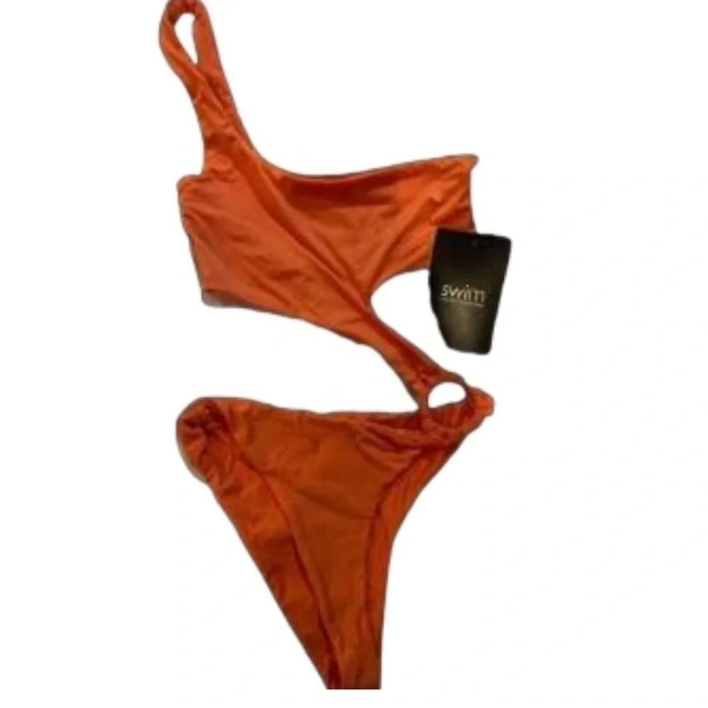 NWT Naked Wardrobe S Orange One Piece Bathing suit - Picture 1 of 4